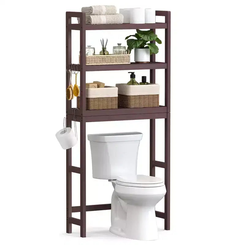 SONGMICS 3-Tier Over The Toilet Storage Bamboo Over Toilet Bathroom Organizer