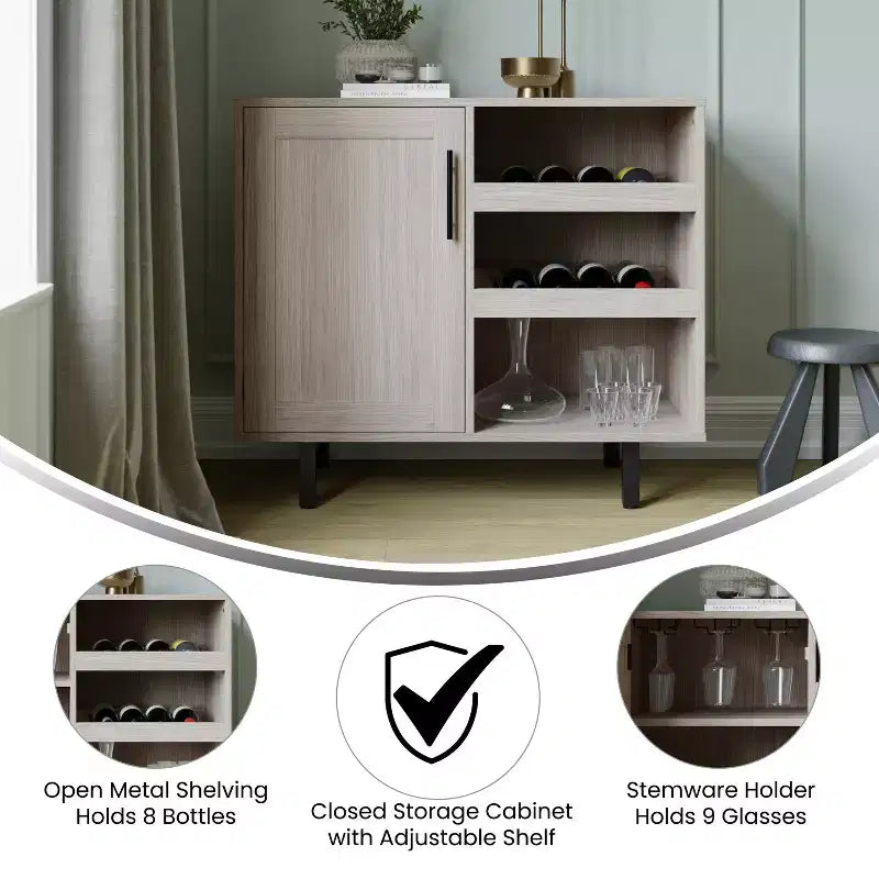 Meuble Bar et Buffet Classique avec Meuble Bas à Porte Unique Style Shaker