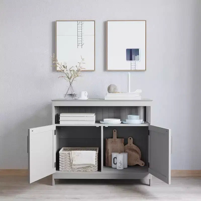 Buffet et vaisselier avec armoire de rangement et étagère supérieure
