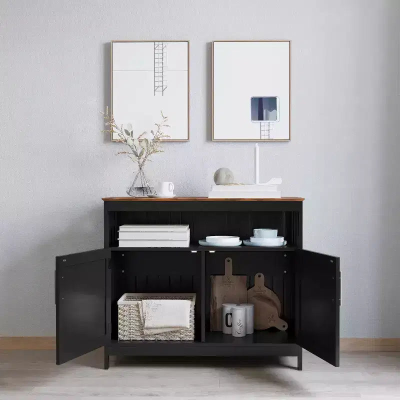 Buffet et vaisselier avec armoire de rangement et étagère supérieure