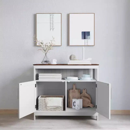 Buffet et vaisselier avec armoire de rangement et étagère supérieure