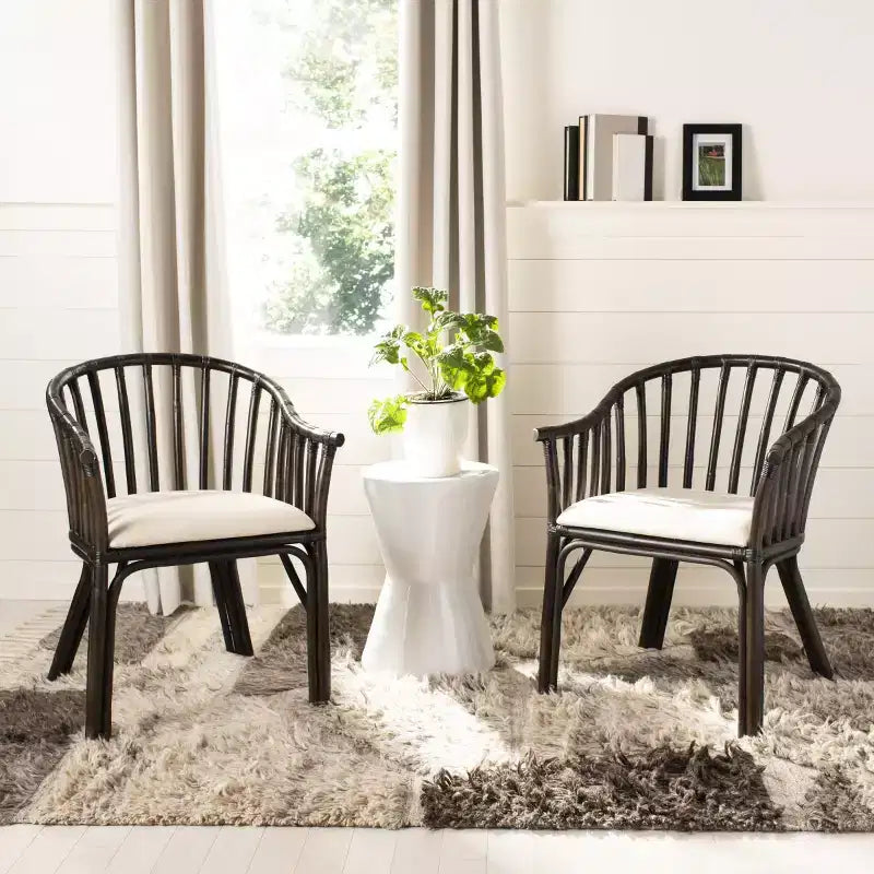 Fauteuil marron foncé/blanc