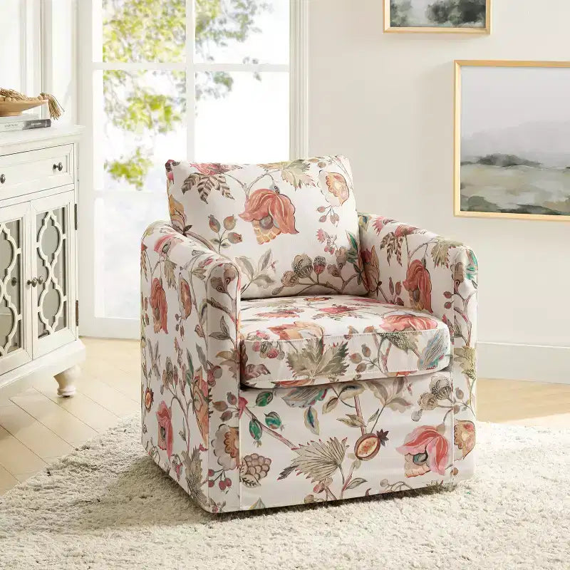 Fauteuil pivotant déhoussable et rembourré de style moderne