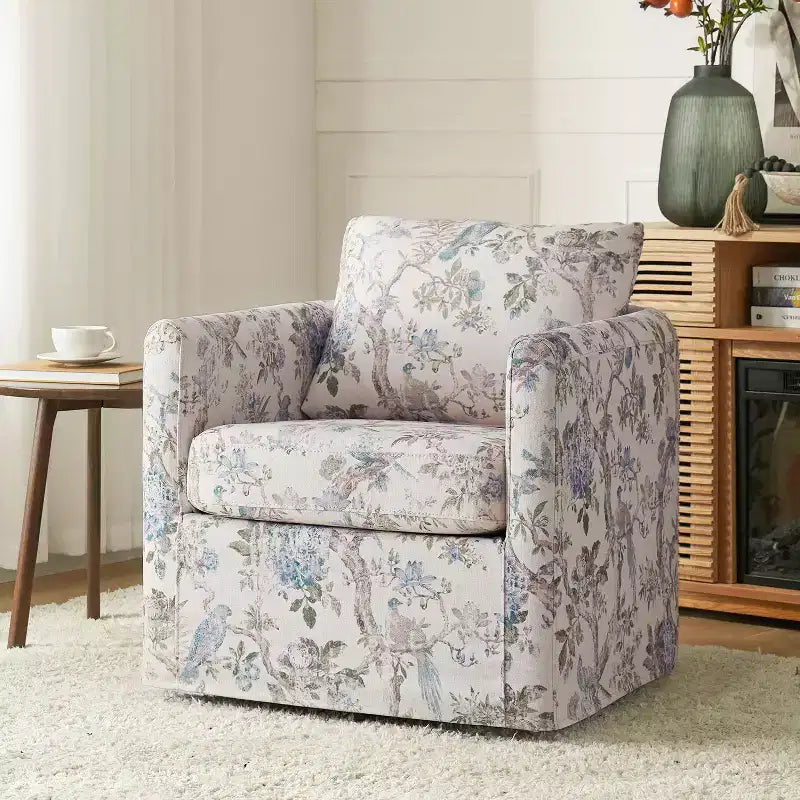Fauteuil pivotant déhoussable et rembourré de style moderne