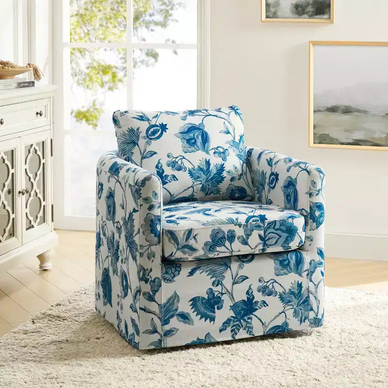Fauteuil pivotant déhoussable et rembourré de style moderne