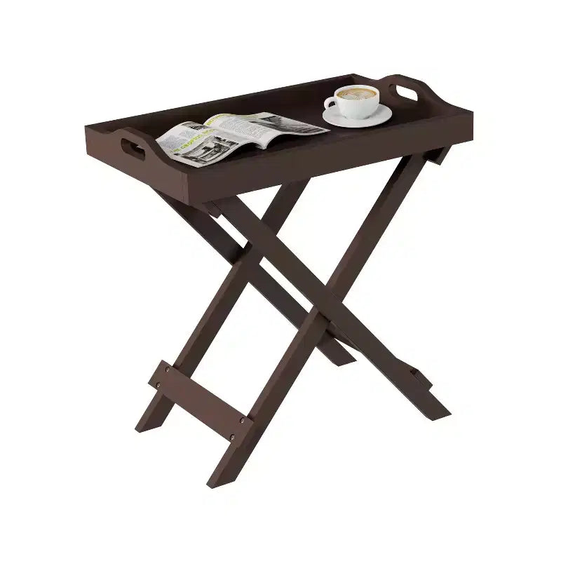 Table d'appoint pliante - Table de chevet contemporaine portable en bois