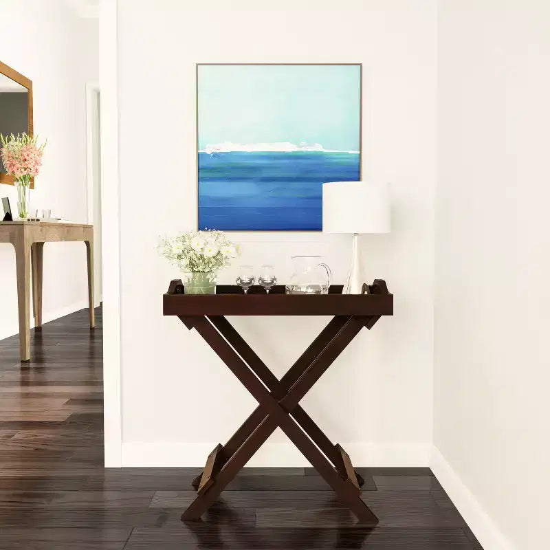 Table d'appoint pliante - Table de chevet contemporaine portable en bois