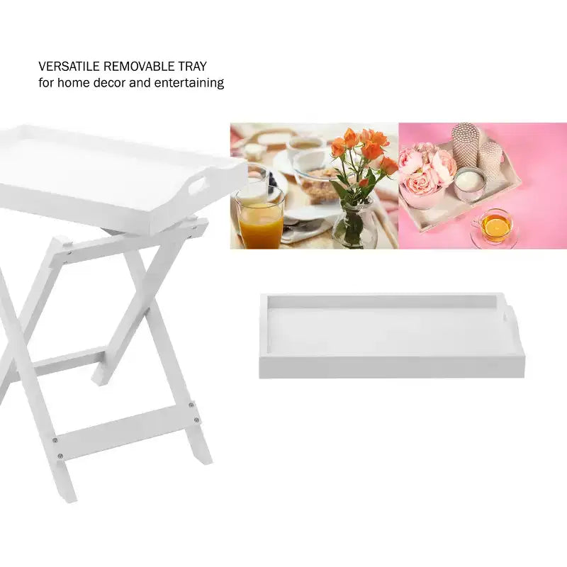 Table d'appoint pliante - Table de chevet contemporaine portable en bois