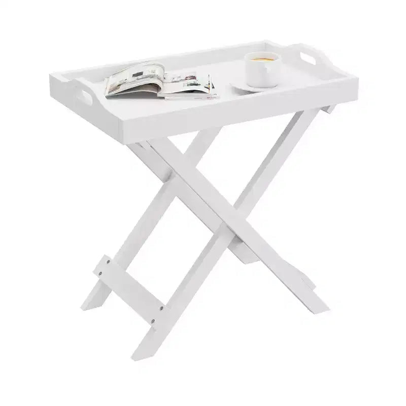 Table d'appoint pliante - Table de chevet contemporaine portable en bois