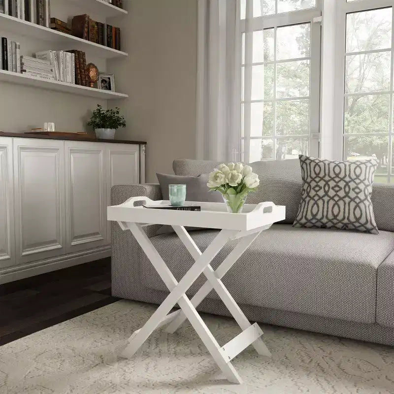Table d'appoint pliante - Table de chevet contemporaine portable en bois