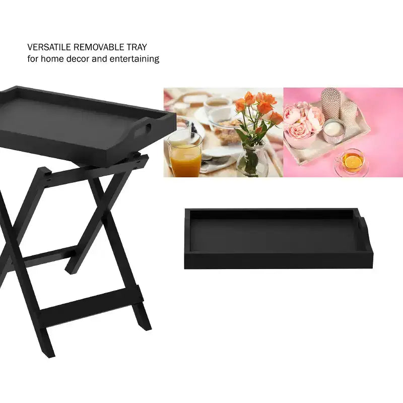 Table d'appoint pliante - Table de chevet contemporaine portable en bois