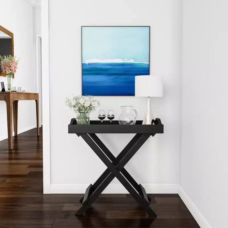 Table d'appoint pliante - Table de chevet contemporaine portable en bois