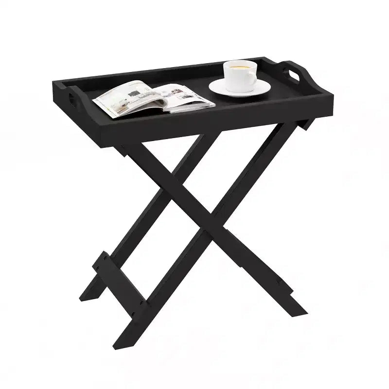 Table d'appoint pliante - Table de chevet contemporaine portable en bois
