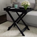 Hasting Home Folding End Table - Portable Wooden Contemporary Side Table with Removable Tray Top