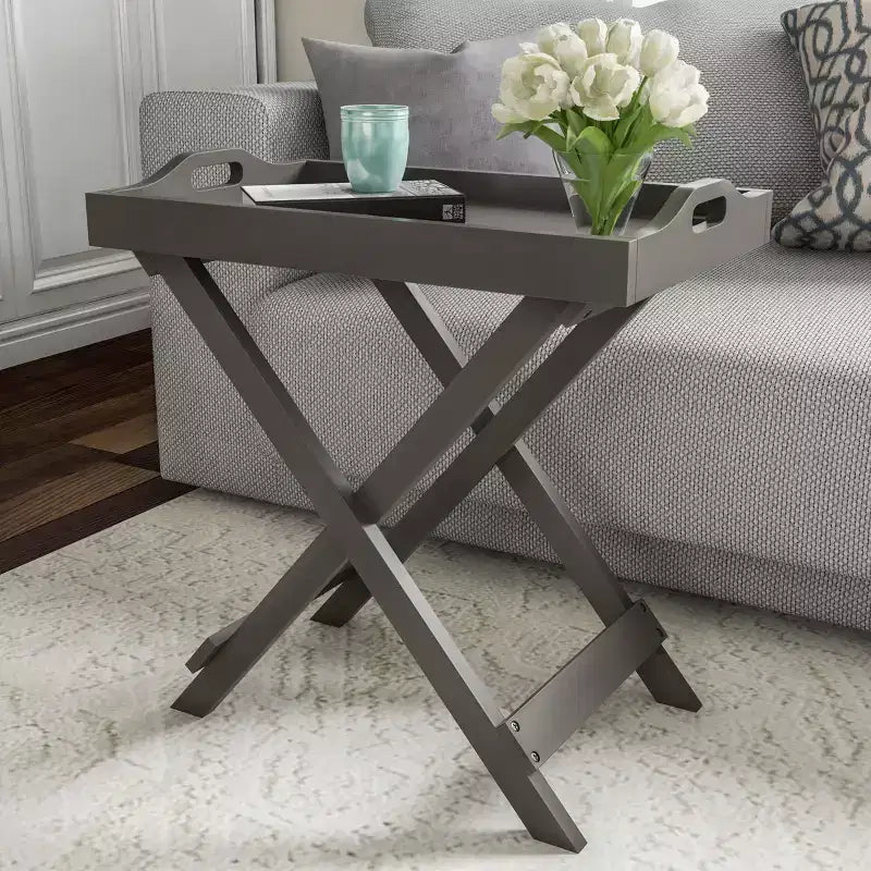 Table d'appoint pliante - Table de chevet contemporaine portable en bois