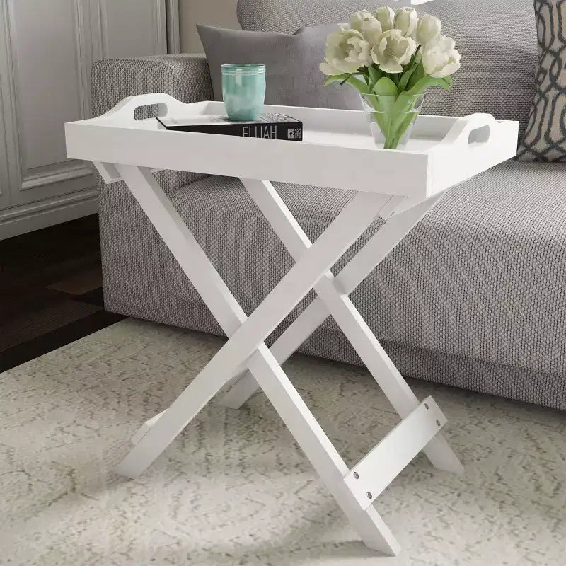 Table d'appoint pliante - Table de chevet contemporaine portable en bois