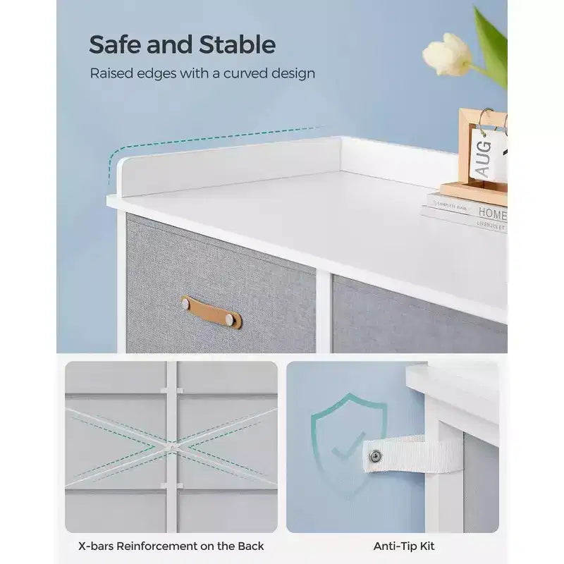 Commode Enfant 6 Tiroirs Commode Bébé Résistante à l'Eau Table à Langer Armoire de Rangement