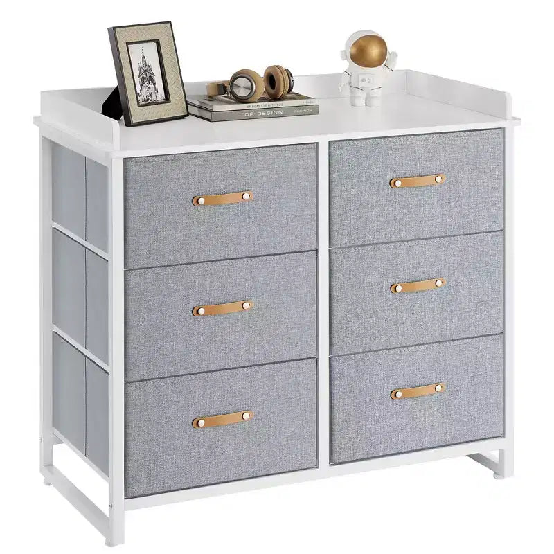 Commode Enfant 6 Tiroirs Commode Bébé Résistante à l'Eau Table à Langer Armoire de Rangement