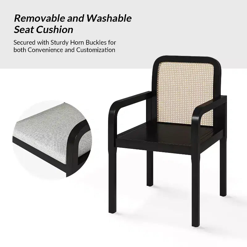 Chaise de salle à manger moderne en rotin avec coussin amovible