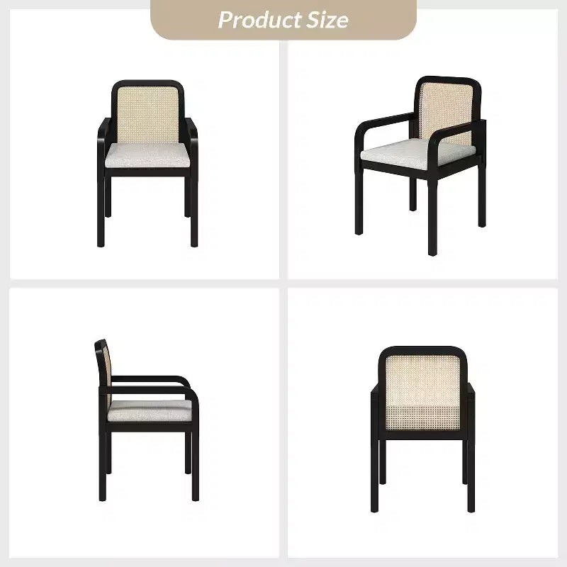Chaise de salle à manger moderne en rotin avec coussin amovible