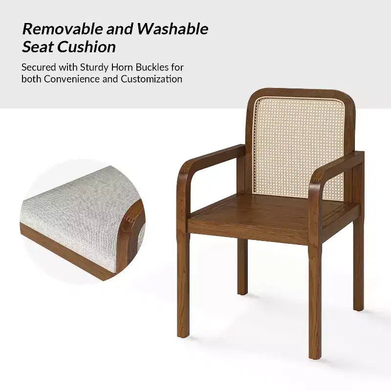 Chaise de salle à manger moderne en rotin avec coussin amovible