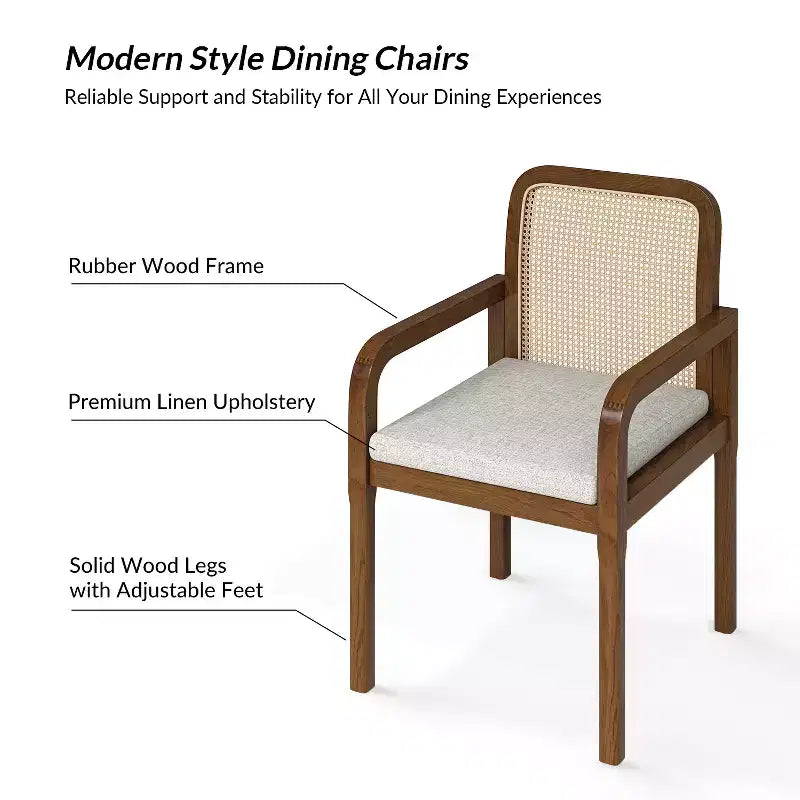 Chaise de salle à manger moderne en rotin avec coussin amovible