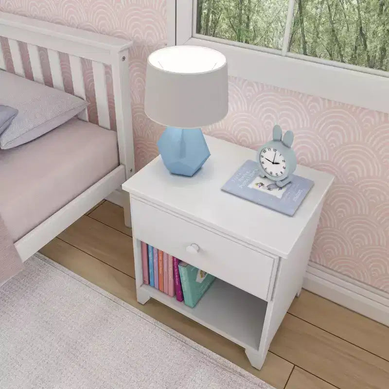 Table de chevet classique en bois avec 1 tiroir, pour enfant / Table d'appoint / Petite table de chevet