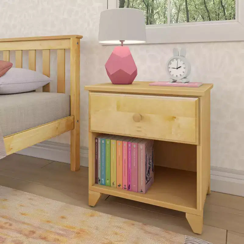 Table de chevet classique en bois avec 1 tiroir, pour enfant / Table d'appoint / Petite table de chevet