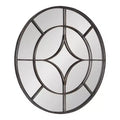 Kate & Laurel All Things Decor 30 Angelis Modern Round Wall Mirror Framed Circle Mirror with Metal Overlay