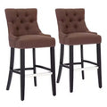 WestinTrends 29 Linen Tufted Buttons Upholstered Wingback Bar Stool (Set of 2) Brown