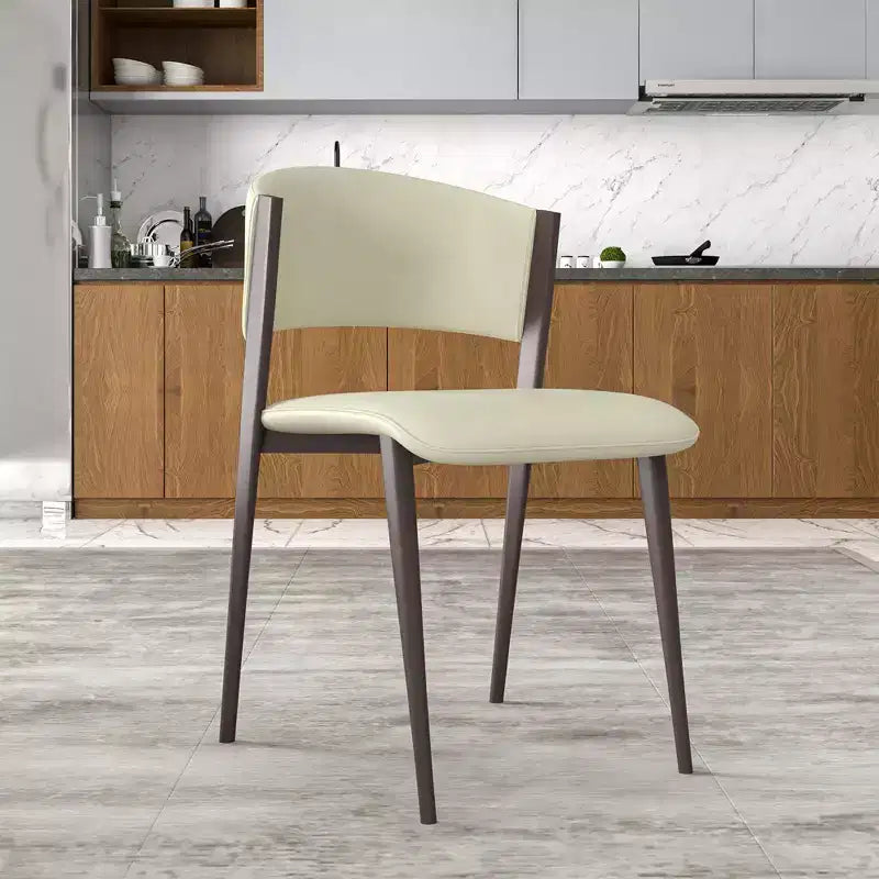 Chaise de salle à manger moderne en cuir PU - Chaise d'appoint ergonomique à dossier incurvé