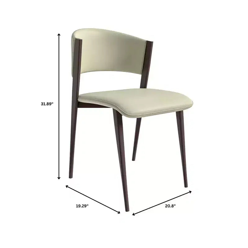 Chaise de salle à manger moderne en cuir PU - Chaise d'appoint ergonomique à dossier incurvé
