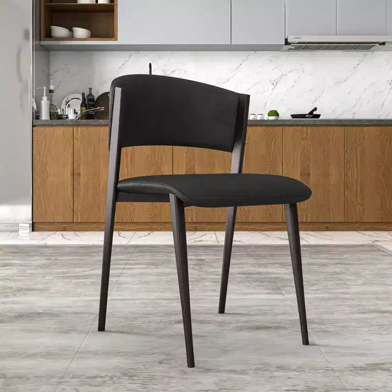 Chaise de salle à manger moderne en cuir PU - Chaise d'appoint ergonomique à dossier incurvé