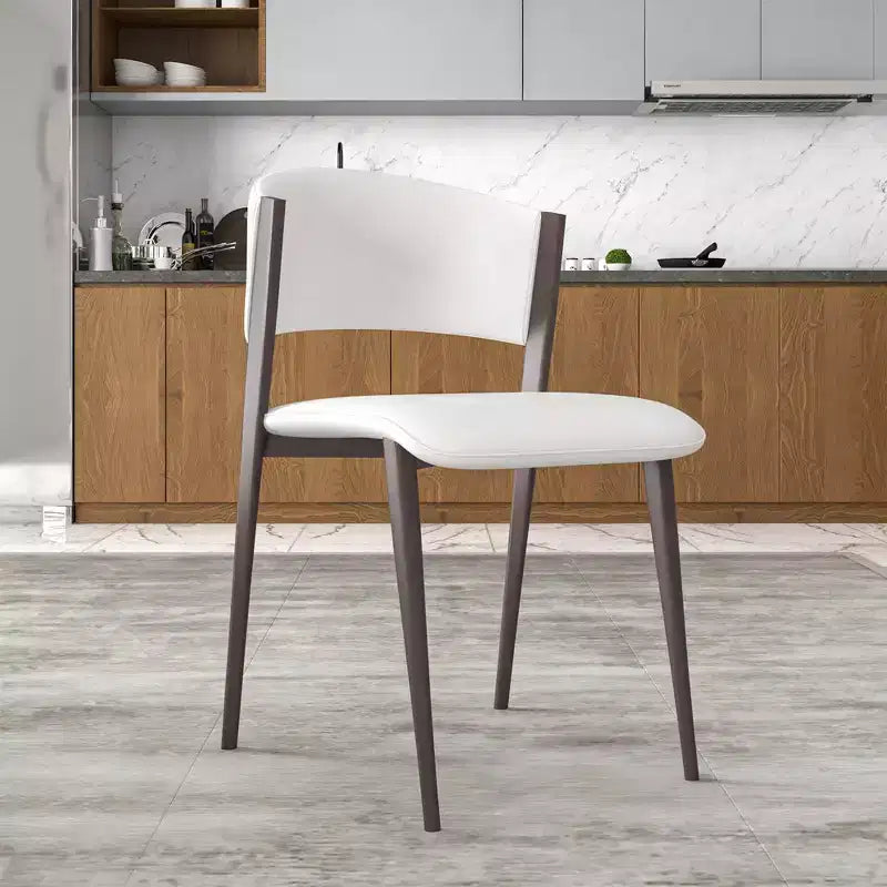 Chaise de salle à manger moderne en cuir PU - Chaise d'appoint ergonomique à dossier incurvé