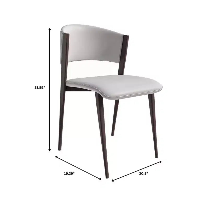 Chaise de salle à manger moderne en cuir PU - Chaise d'appoint ergonomique à dossier incurvé