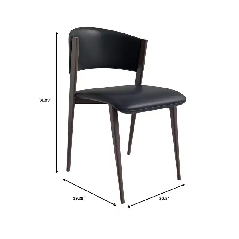 Chaise de salle à manger moderne en cuir PU - Chaise d'appoint ergonomique à dossier incurvé