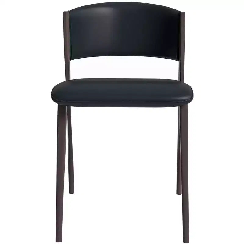 Chaise de salle à manger moderne en cuir PU - Chaise d'appoint ergonomique à dossier incurvé