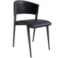 LeisureMod Aspen Modern PU Leather Dining Chair - Ergonomic Curved Back Side Chair with Heavy-Duty Matte Black Metal Legs