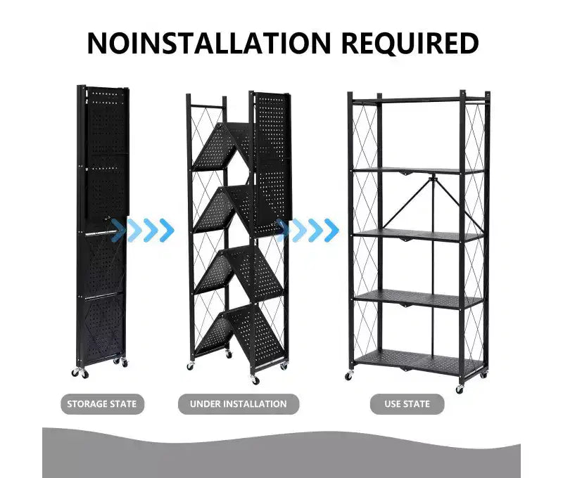 Étagère de rangement pliable à 5 niveaux avec roulettes