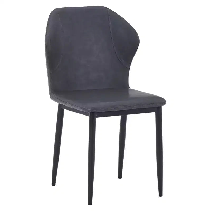 LeisureMod Mosaic Modern Fabric Upholstered Dining Chair - Contoured Side Chair with Tapered Black Iron Legs