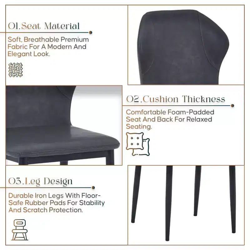 Chaise de salle à manger moderne capitonnée en tissu - Chaise d'appoint ergonomique