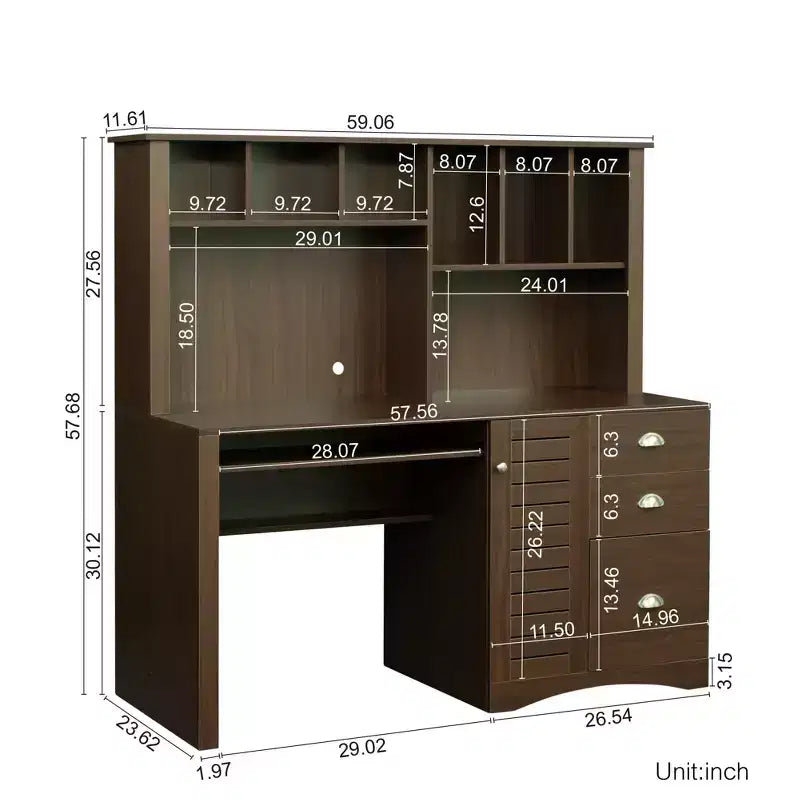 Bureau d'ordinateur à domicile avec étagère, bureau d'écriture, poste de travail
