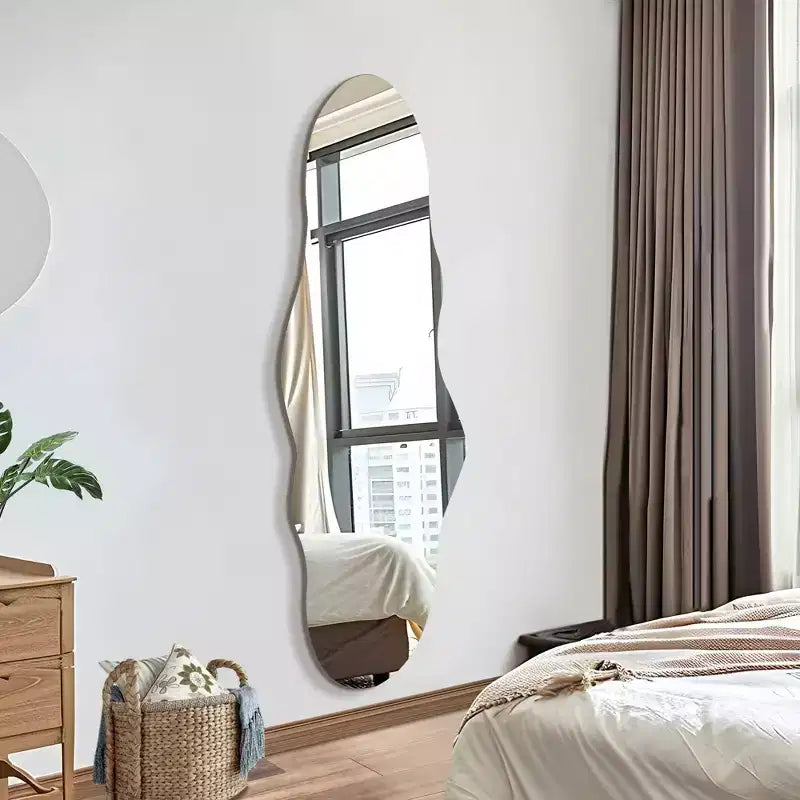 Miroir Mural Asymétrique Décoratif Grand Miroir Sans Cadre pour Salle de Bain