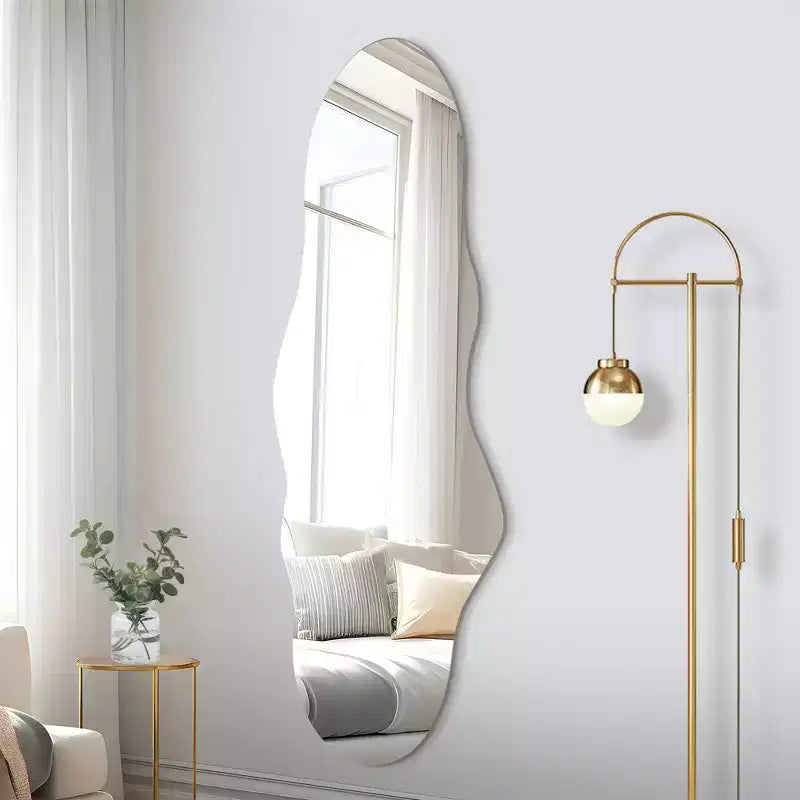Miroir Mural Asymétrique Décoratif Grand Miroir Sans Cadre pour Salle de Bain
