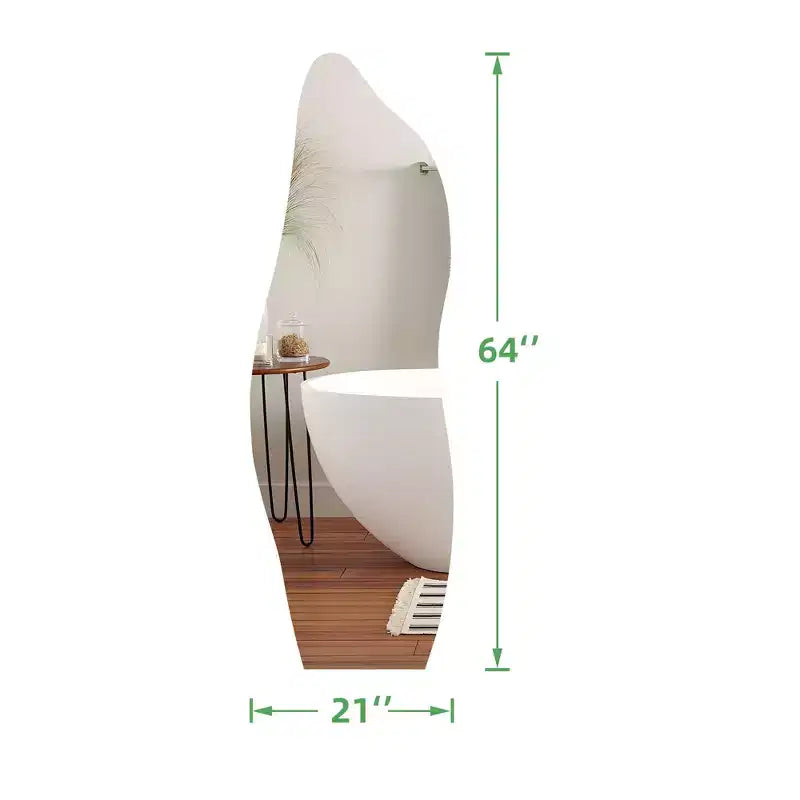 Miroir Mural Asymétrique Décoratif Grand Miroir Sans Cadre pour Salle de Bain
