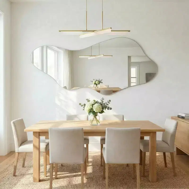Miroir Mural Asymétrique Décoratif Grand Miroir Sans Cadre pour Salle de Bain