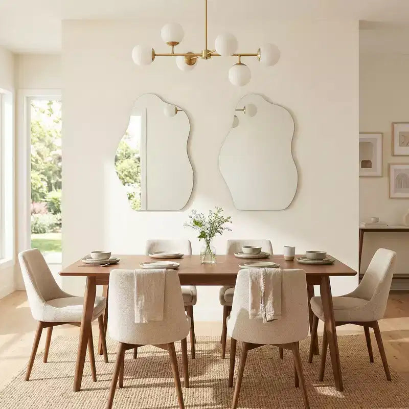 Miroir Mural Asymétrique Décoratif Grand Miroir Sans Cadre pour Salle de Bain