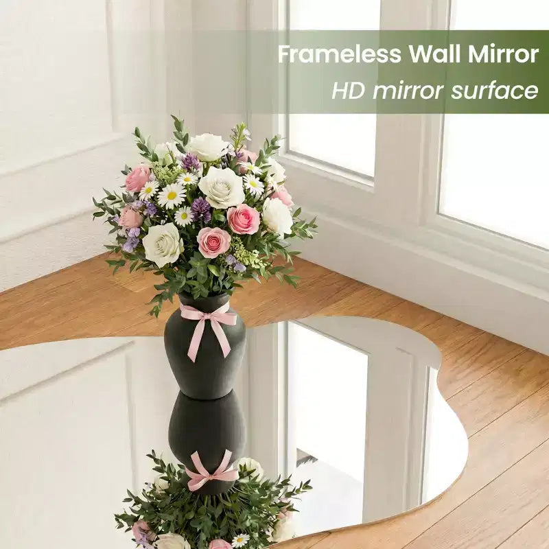 Miroir Mural Asymétrique Décoratif Grand Miroir Sans Cadre pour Salle de Bain