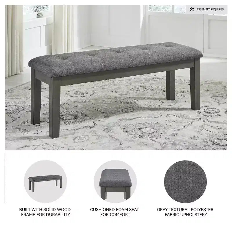 Banc de salle à manger contemporain gris bicolore