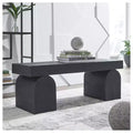 Banc d'appoint – Bois massif noir mat avec pieds décoratifs surdimensionnés